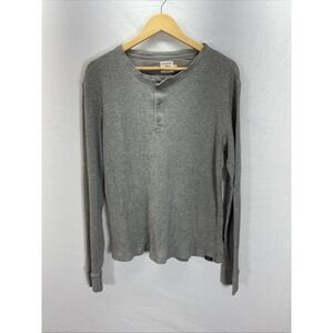 Faherty‎ Shirt Men L Gray Thermal Waffle Knitwear Long Sleeve Crew Neck Outdoor